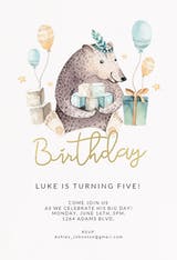 Bear and balloons - Birthday Invitation